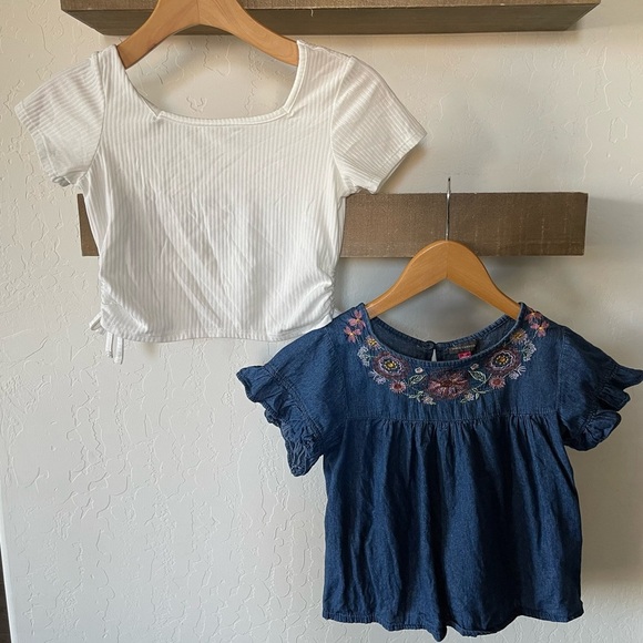 Vince Camuto Mixed Lot|Girls Short Sleeve tops, Chambray Embroidered & crop••• - Picture 1 of 6